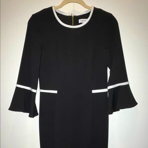 Calvin Klein Women's Bell Sleeve Dress with Contrast Piping